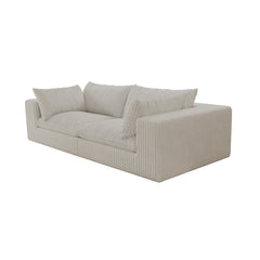 39.8' Cloud Sofa,Corduroy Fabric,Deep Seat Couches,Double-layer design,Removable  Cushion,No Assembly, DIY Combination for Living room, Bedroom,Conference room ,Apartment,White