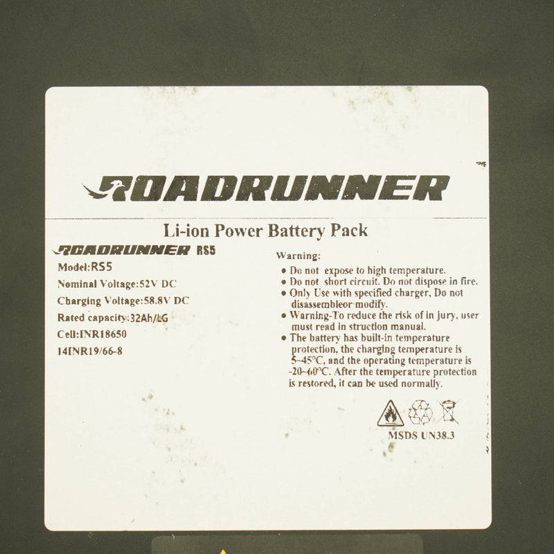 RoadRunner Scooters Battery - RS5 MAX LG 52V 32Ah P-BATTERY-RS5-MAX-32AH