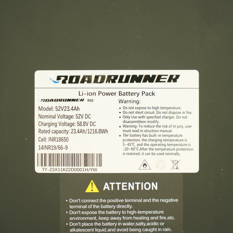 RoadRunner Scooters Battery - RS5 PRO 52V 23Ah P-BATTERY-RS5-PRO-23AH