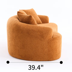LY-025S Curved Loveseat Orange Full Compression Sponge Sofa, 30D Chenille No-Assembly Compact Sofa for Small Spaces & Apartments, 65'L, 300 lbs, 3 Pillows
