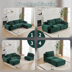 Modern Memory Foam Compressed Sofa,Large Sectional Couches for Living Room,Pet-Friendly Cloud Modular Sectional Sofa,Corduroy Fabric,Extra Deep Loveseat,No assembly required,Green