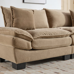 Corduroy Sofa Sleeper Couch Loveseat Sofa with Pillows Comfy Upholstered Deep Seat Sofa for Bedroom,Living Room,Apartment,Office,Dorm-Khaki Corduroy