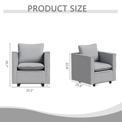 Decorative chair, comfortable gray single sofa chair, soft breathable seat cushion, soft cushion armchair, modern comfortable sofa chair in bedroom/corner/reading room