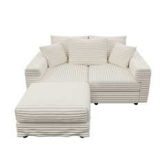 82.7 ' Plush Corduroy 3-Seat Sofa, Modern Comfy Upholstered Sofa Cloud Couch, Deep Seat Couches with Soft Pillows and 1 Ottomans, Convertible Sofa Lounge Chair, for Living Room,Apartment,Office,Beige