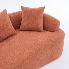LY-025S Coral Curved Loveseat: Compressed No Assembly, Chenille Small Sofa, 30D Sponge, Compact for Apartments, 65' L, 300Lbs, 3 Pillows