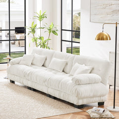 3-Seater Sectional Sofa Modular Deep Seat Sofa Couch , Chenille Sofa Soft Comfy Upholstered Furniture for Living Room, Apartment, Studio, Office,Chenille White