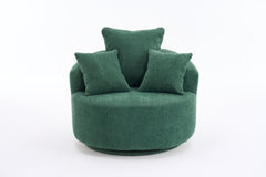 360° Swivel Chair Accent Barrel Chair Swivel Round Upholstered Sofa Chair with 3 Removable Pillows for Living Room, Bedroom, Office and Hotel, High-Resilience Sponge,Green