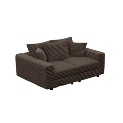 82.7 ' Plush Corduroy 3-Seat Sofa, Modern Comfy Upholstered Sofa Cloud Couch, Deep Seat Couches with Soft Pillows and 1 Ottomans, Convertible Sofa Lounge Chair, for Living Room,Apartment,Office,Camel