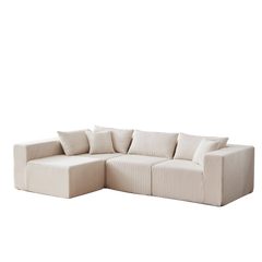 104-Inch Corduroy Modular L Shaped Sectional Sofa,Luxury Floor Couch Set,Upholstered Indoor Furniture,Foam-Filled Compressed Sofa for Living Room,Bedroom,4 PC Free Combination