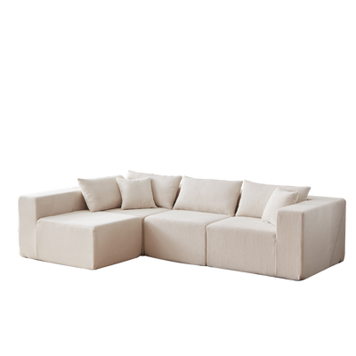 104-Inch Corduroy Modular L Shaped Sectional Sofa,Luxury Floor Couch Set,Upholstered Indoor Furniture,Foam-Filled Compressed Sofa for Living Room,Bedroom,4 PC Free Combination
