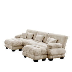 Luxury Modular Sectional Sofa Couch - Oversized U Shaped Cloud Couch for Living Room,Deep Seat Sofa Couch with 2 Ottomans ,Chenille Light coffee