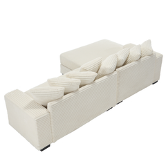 [NEW ARRIVED] [VIDEO PROVIDED] Oversized Two-Piece  Couches,  L Shaped Sofa, Corduroy, Left Chaise Daybed,with Armrests,Eight Throw Pillows,Corner Sofa,Easy To Assemble, Beige