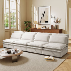 U_Style Double-Layer Cushion Modular Sofa, Freely Combinable, 4-Seater with Storage Function, Includes 4 Soft Cushions, Perfect for Living Rooms, Offices, and Apartments