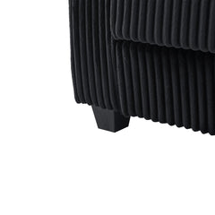 Modern 4-Seater Corduroy Sofa Couch with USB Ports and Hidden Storage in Black