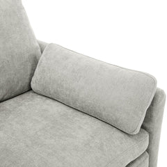 Cozy Upholstered Armchair Oversized Comfy Cloud Sofa Double Cushion Single Sofa in Light Grey Chenille, 31.9'