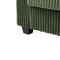 Modern 4-Seater Corduroy Sofa with USB Ports, Hidden Storage Arms, Flip-Top Cup Holders, Green, 133'