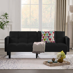 Velvet Futon Couch Convertible Folding Sofa Bed Tufted Couch for Apartment
