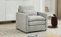 Cozy Upholstered Armchair Oversized Comfy Cloud Sofa Double Cushion Single Sofa in Light Grey Chenille, 31.9'