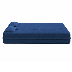 Modern Floor Sofa with 2 Pillows,Convertible Teddy Fabric Foam Filled Sleeper Sofa Bed,15 ' Full Size Folding Mattress for Living Room,Guest Bed,Playroom,no assembly required,Blue