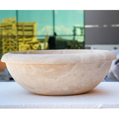 Beige Travertine Natural Stone Drop-in Sink Honed and Filled (D)16" (H)6"