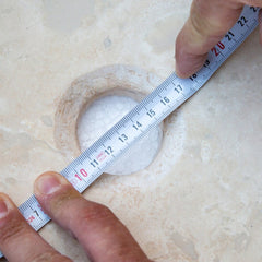 Beige Travertine Natural Stone Drop-in Sink Honed and Filled (D)16" (H)6"