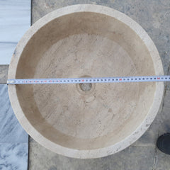 Natural Stone Beige Travertine Vessel Sink Honed  (D)16" (H)6"