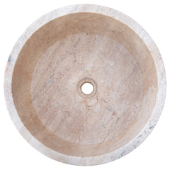 Natural Stone Beige Travertine Vessel Sink Honed  (D)16" (H)6"