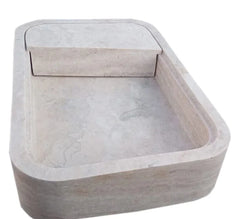 Beige Travertine Rectangular Wall-mount Bathroom Sink Hidden Drain (W)16" (L)24" (H)5"