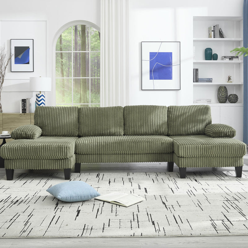 [VIDEO provided][New]U-Shaped Couch with Oversized Seat,4-Seat Sofa  with Double Chaise,Comfortable and spacious indoor furniture for Living Room,Apartment