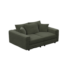 82.7 ' Plush Corduroy 3-Seat Sofa,Modern Comfy Upholstered Sofa Cloud Couch,Deep Seat Couches with Soft Pillows,Convertible Deep Seat Sofa Lounge Chair for Living Room Bedroom,Apartment,Office,Green