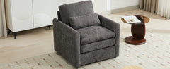 Cozy Upholstered Armchair with Double Cushion in Grey Chenille, 31.9 Inches