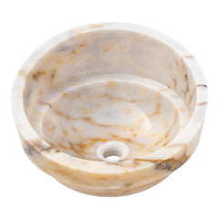 Bianco Giallo Marble Special Design Vessel Sink Bowl Polished  (D)16" (H)9"