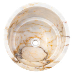 Bianco Giallo Marble Special Design Vessel Sink Bowl Polished  (D)16" (H)9"