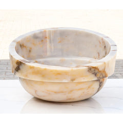 Bianco Giallo Marble Special Design Vessel Sink Bowl Polished  (D)16" (H)9"