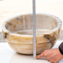 Bianco Giallo Marble Special Design Vessel Sink Bowl Polished  (D)16" (H)9"