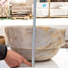 Bianco Giallo Marble Special Design Vessel Sink Bowl Polished  (D)16" (H)9"
