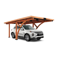 [12x18FT] Premium Heavy Duty Pine Wood Arc-Shaped Carport With Metal Roof (SAK94716)