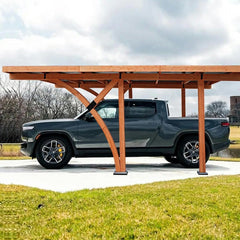 [12x18FT] Premium Heavy Duty Pine Wood Arc-Shaped Carport With Metal Roof (SAK94716)