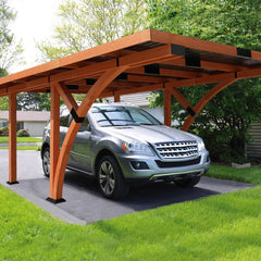 [12x18FT] Premium Heavy Duty Pine Wood Arc-Shaped Carport With Metal Roof (SAK94716)