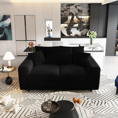 82.7 ' Plush Corduroy 3-Seat Sofa,Modern Comfy Upholstered Sofa Cloud Couch,Deep Seat Couches with Soft Pillows,Convertible Deep Seat Sofa Lounge Chair for Living Room Bedroom,Apartment,Office,Black
