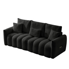 80.7 inch premium Teddy fabric sofa with 3 back pillows and 3 back cushions Solid wood frame 3 seat sofa with oversized upholstered chair for living room, bedroom, apartment and office