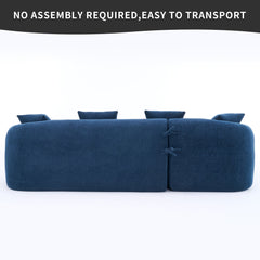 Full Compression Sponge Navy Blue Modular Chenille L-Shape Sectional Sofa with High-Density Foam,99'L, Spacious and Comfortable