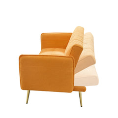 70-inch teddy fleece sofabed, convertible futon sofabed with adjustable arms and backrest, modern love sofa for living room and bedroom.