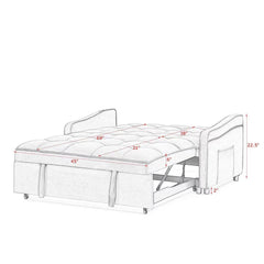 Loveseats Sofa Bed with Pull-out Bed,Adjsutable Back and Two Arm Pocket,TypeC and USB Charging with Copper nail,Blue (47'x53'x31')