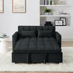 54.33 inch versatile foldable sofa bed in 3 lengths, modern sofa sofa sofa velvet pull-out bed, adjustable back (BLACK)