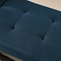 Convertible Sleeper Sofa Chair Adjustable Backrest Recliner with Pullout Sofa Bed with Wheels, Modern Linen Fabric for Living Room for Tight Spaces, Blue