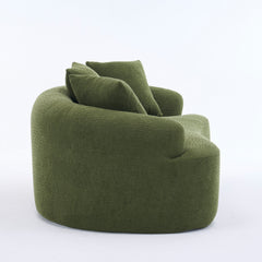 LY-025S Green Curved Loveseat: Compressed No Assembly, Chenille Small Sofa, 30D Sponge, Compact for Apartments, 65' L, 300Lbs, 3 Pillows