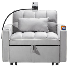 Convertible Sleeper Chair Sofa Bed Adjustable Pull Out Sleeper Chair Bed Multi-Pockets Folding Sofa Bed for Living Room Bedroom Small Space,3-in-1 Sofa Bed