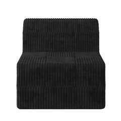 Modern Minimalist Corduroy Sleeper Sofa, Compressed Sectional Single Seat, Black, Foam-Filled