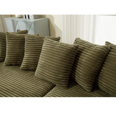 [NEW ARRIVED] [VIDEO PROVIDED] Oversized Two-Piece Couches, L Shaped Sofa, Corduroy, Left Chaise Daybed,with Armrests,Eight Throw Pillows,Corner Sofa,Easy To Assemble, Green